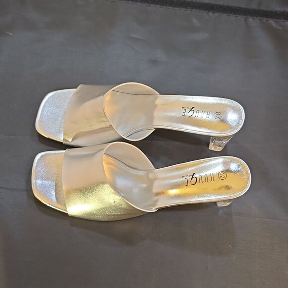 BRAND NEW ROUGE HELIUM CLEAR BLOCK-HEEL SLIP-ON SQUARE TOE SANDAL - Picture 9 of 16